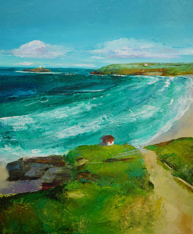 Godrevy Lighthouse, Cornwall Art Greeting Card