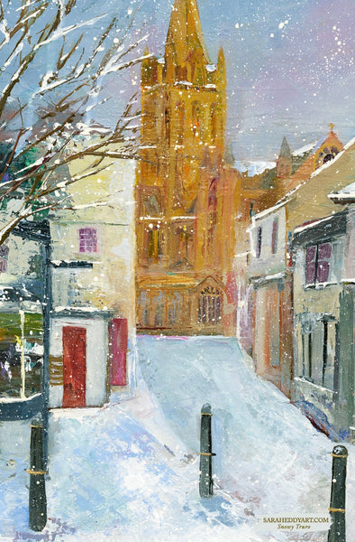 Snowy Truro Cornwall. Tea Towel Limited number