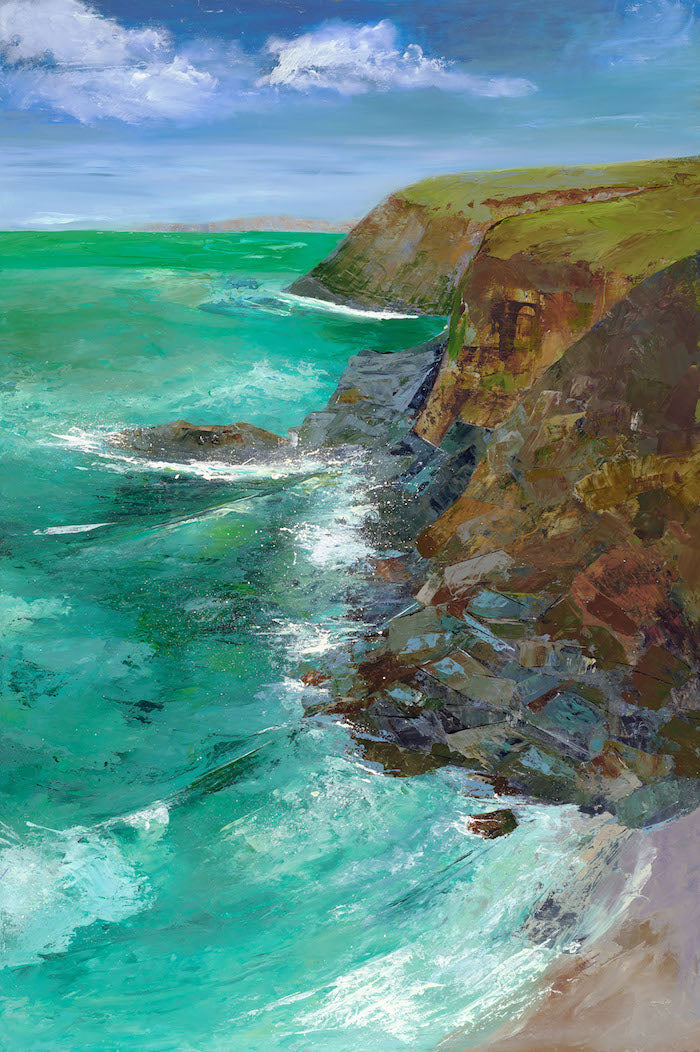 Original Oil Painting Mutton Cove Godrevy Cornwall – saraheddyart